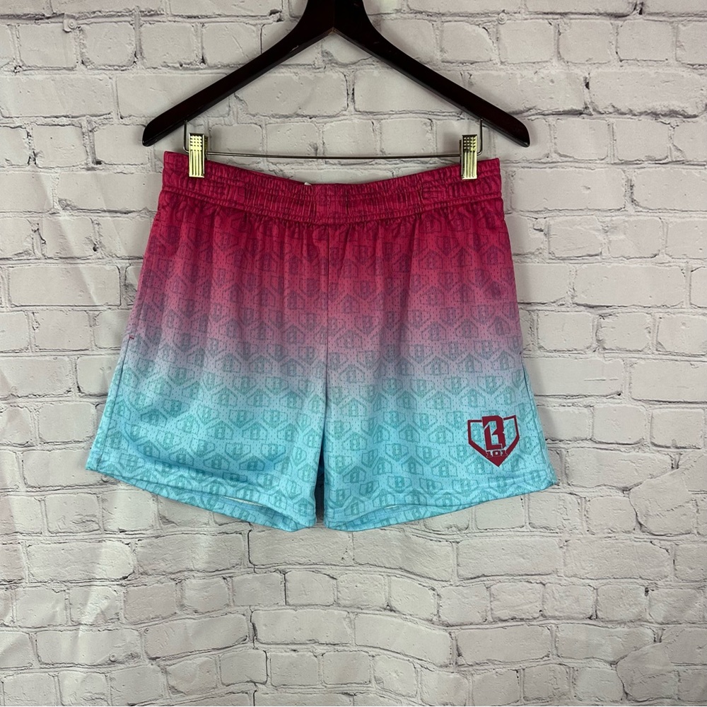 Men's Athletic Gradient Pink to Aqua Performance Shorts